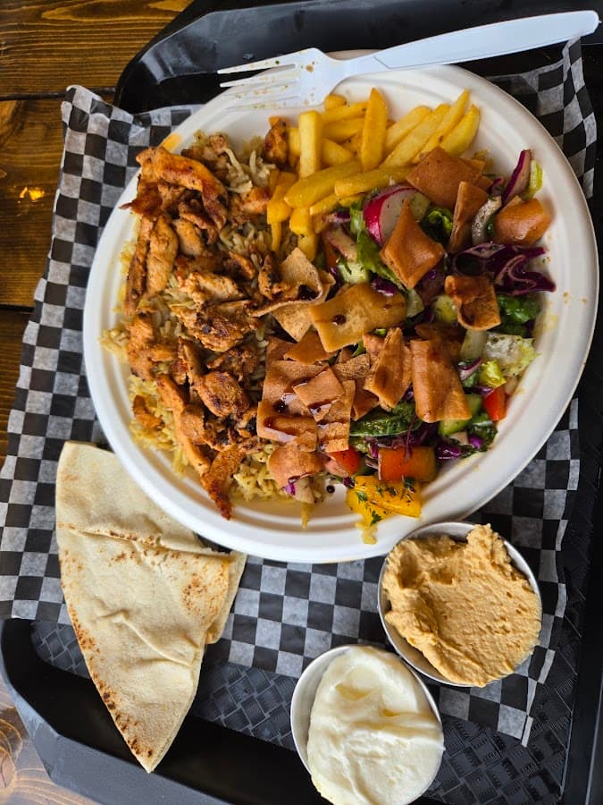 Combo plate with rice and salad
